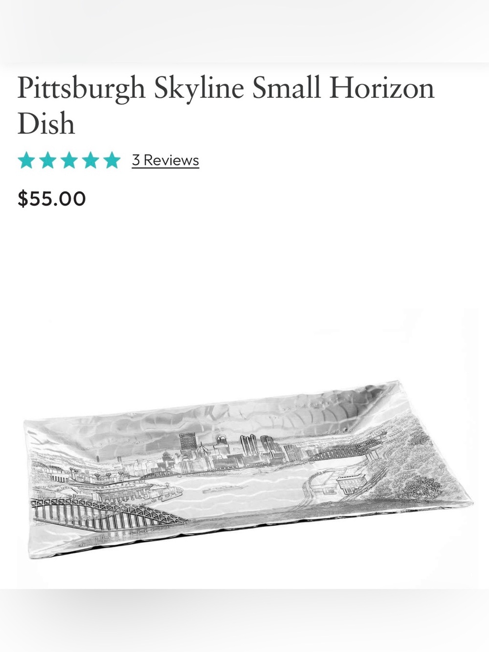 ***NIB*** Pittsburgh Skyline Small Horizon Dish - Aluminum